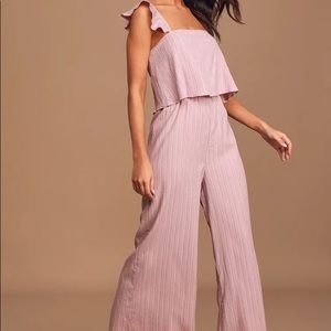 Lulus I Adore You Mauve Sleeveless Ruffled Culotte Jumpsuit